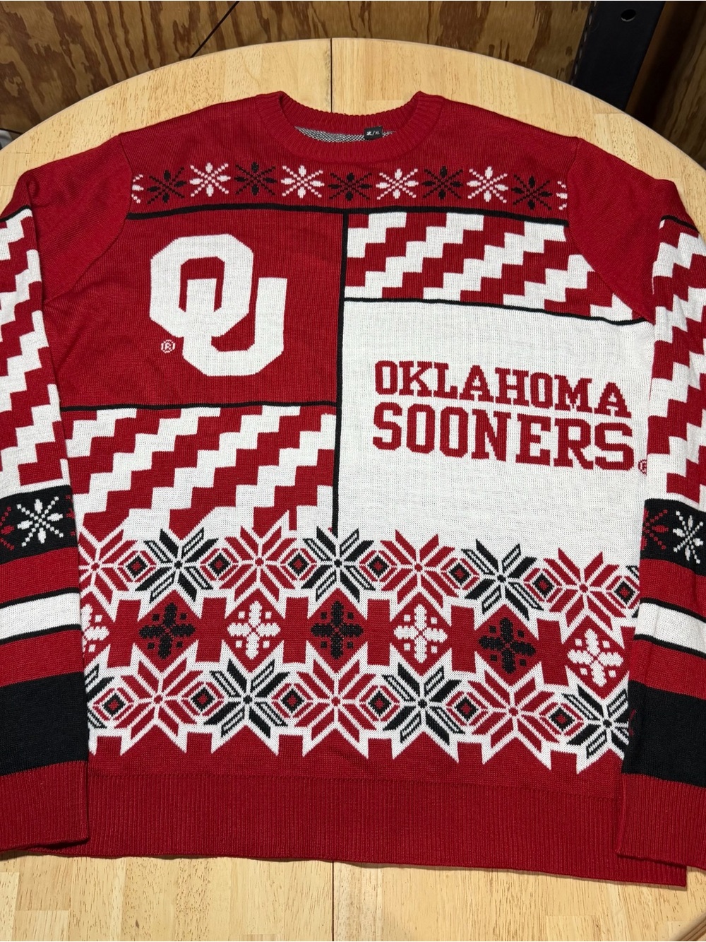 Oklahoma Sooners Klew Ugly Christmas Sweater Mens XL Red Knit NCAA Boomer Sooner